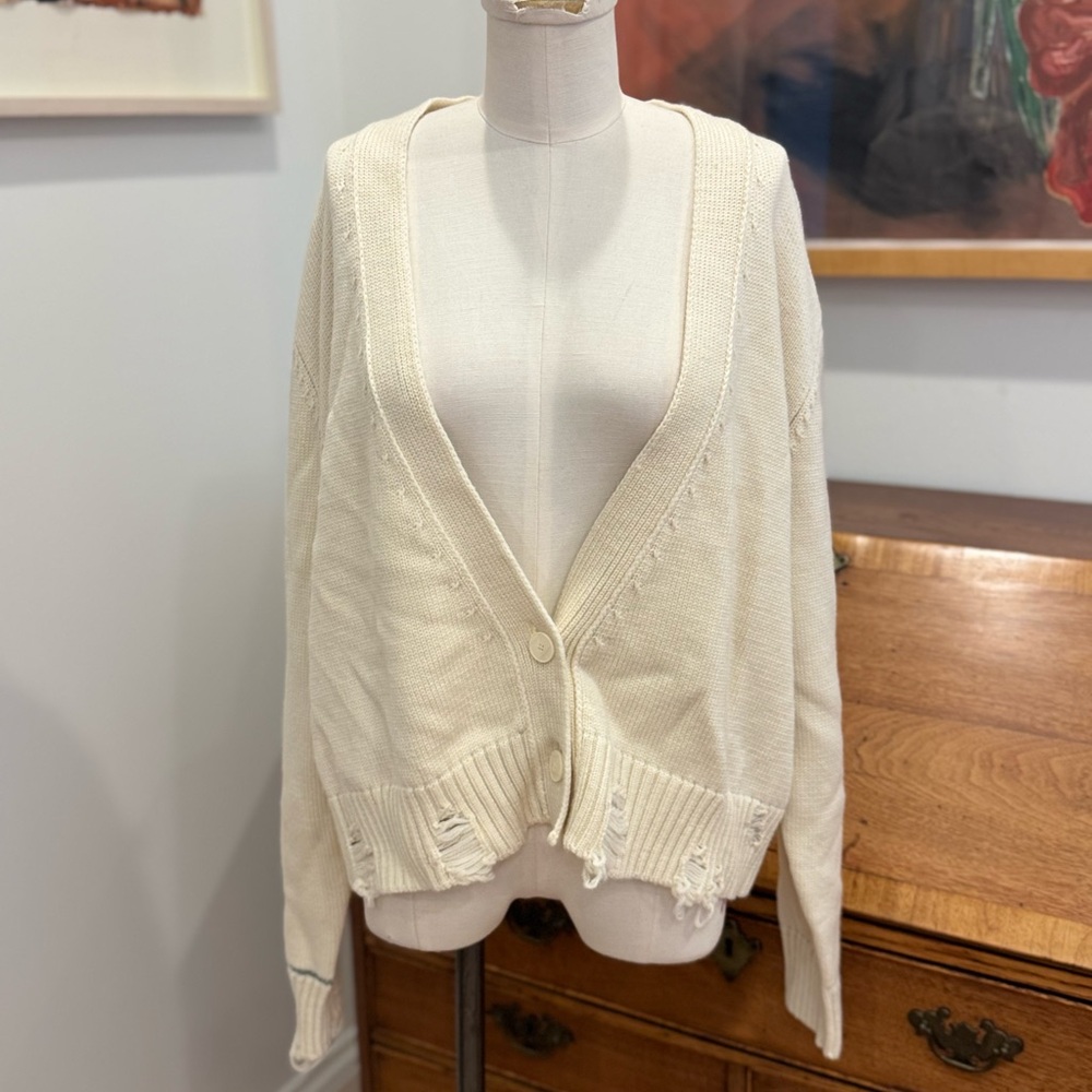 ALYSI Intarsia Knit Cardigan - Latte